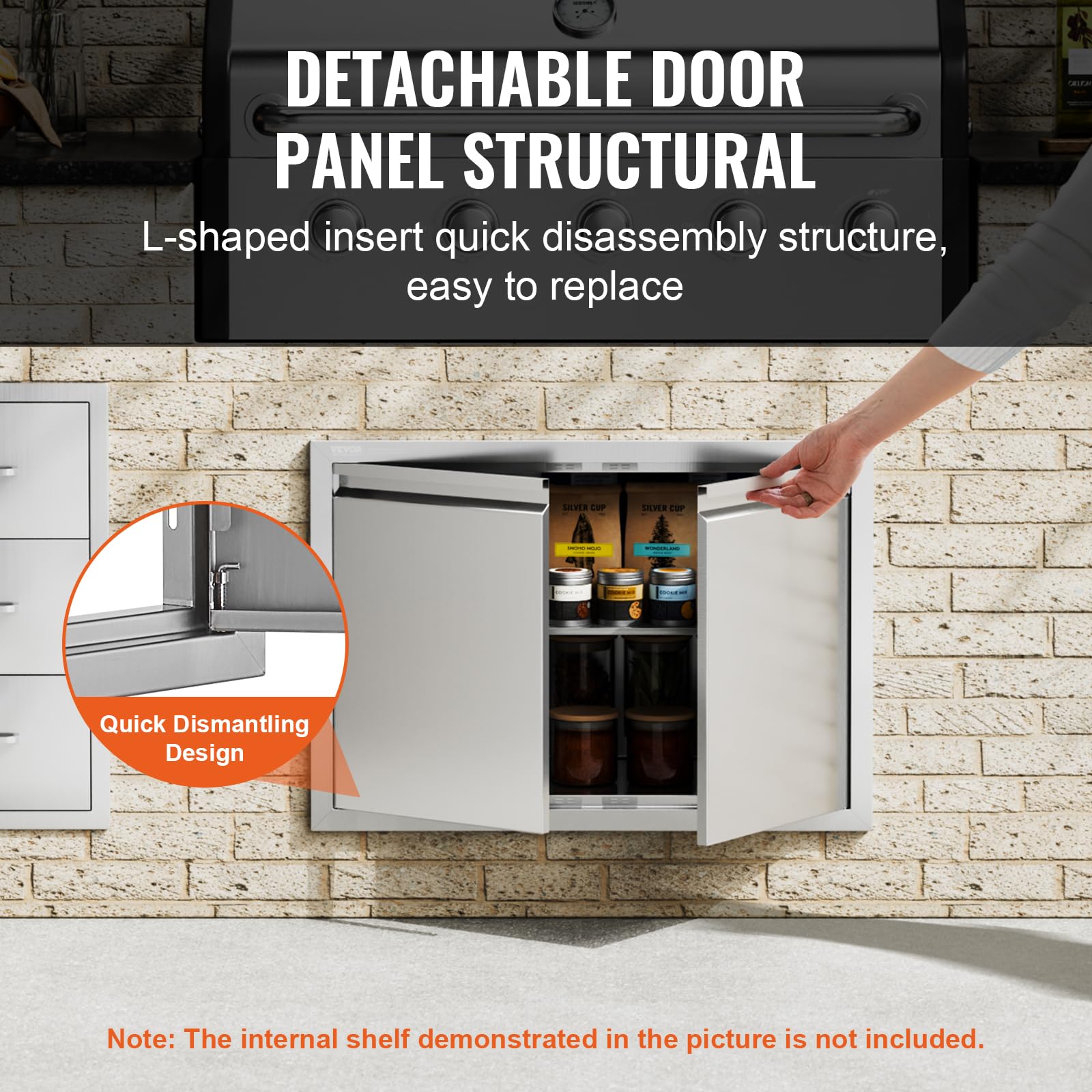 VEVOR magnet closure at top and bottom keeping cabinet contents secure and sealed