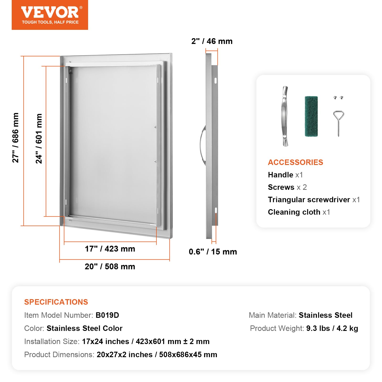 VEVOR magnetic catch detail showing secure closure against wind and moisture