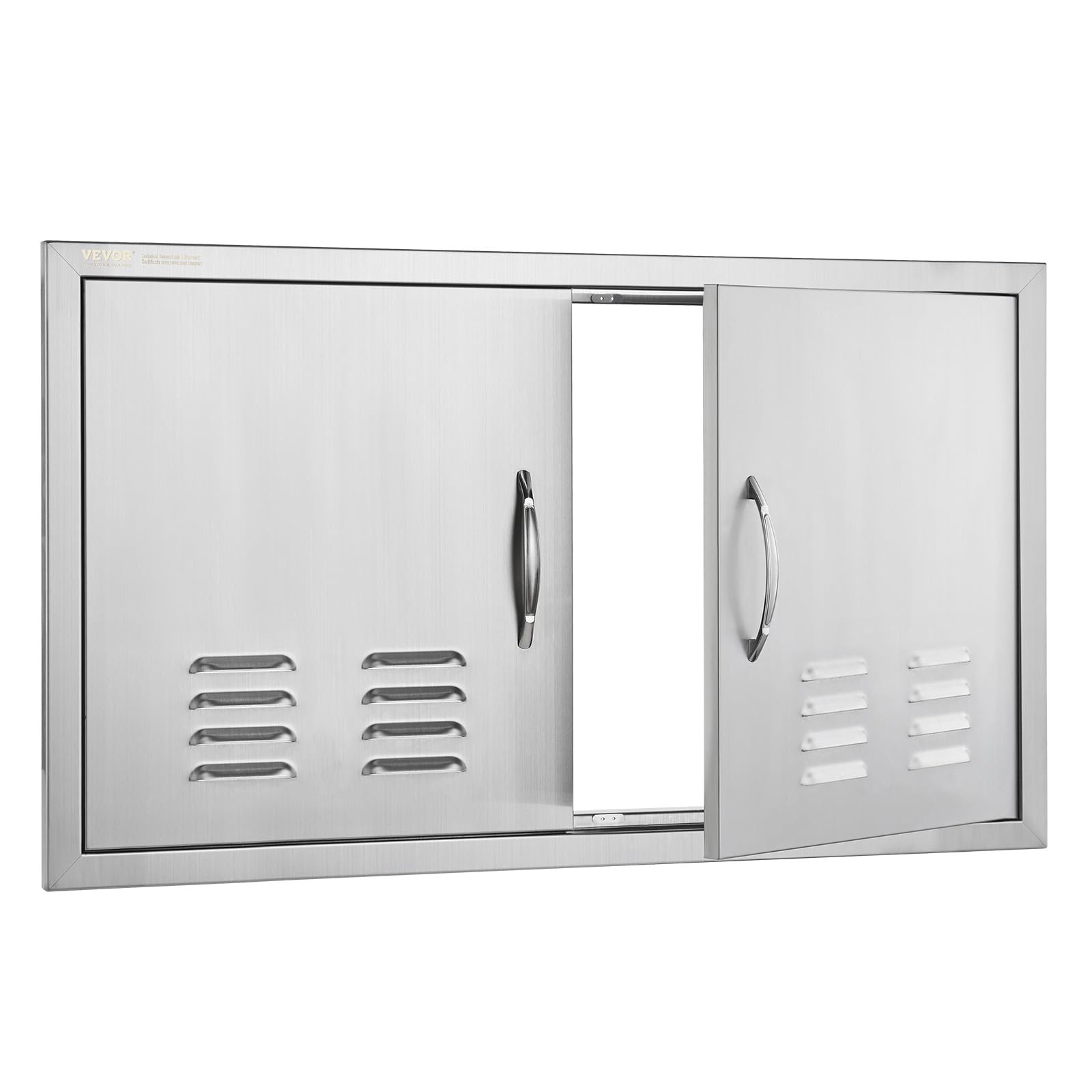 VEVOR door next to toolbox for size comparison highlighting 36x21-inch scale
