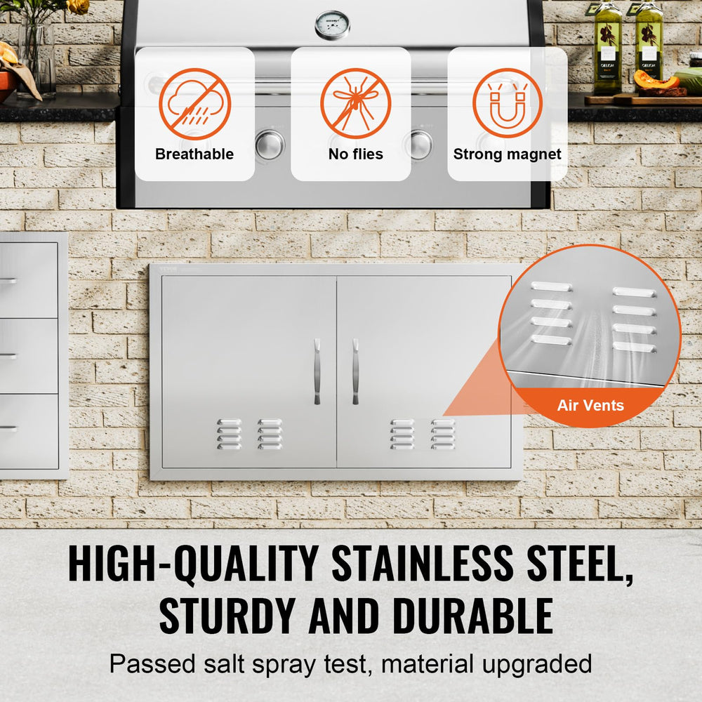 VEVOR detail of louvred vents providing airflow to outdoor storage compartments