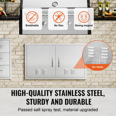 VEVOR detail of louvred vents providing airflow to outdoor storage compartments