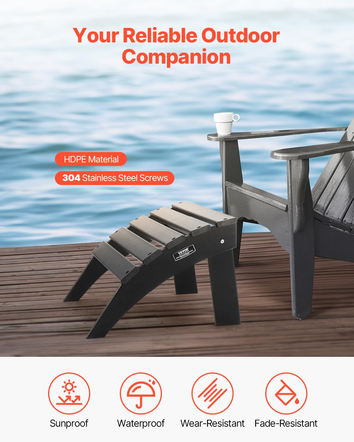 VEVOR ottoman folded flat for compact storage and easy transport