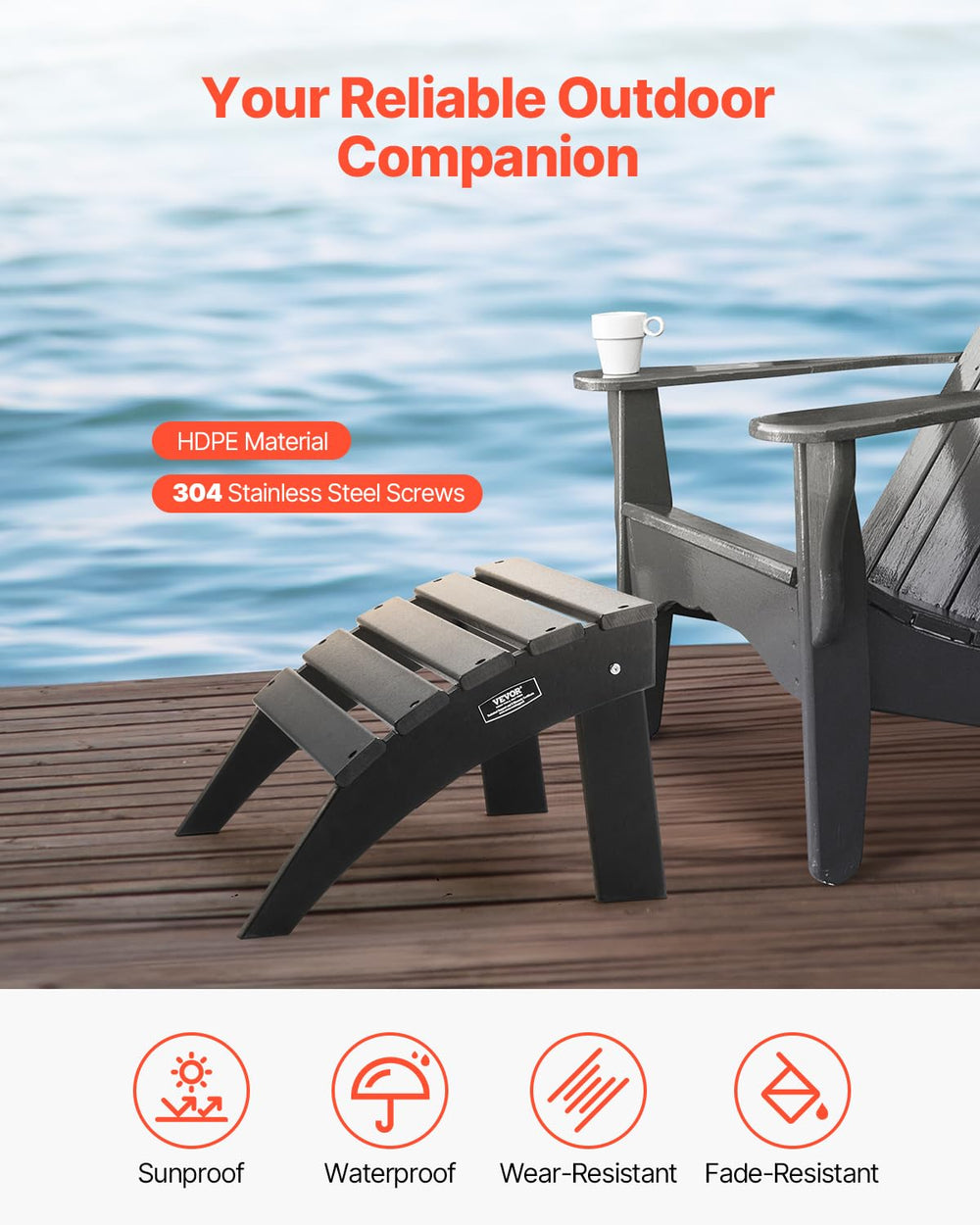 VEVOR ottoman folded flat for compact storage and easy transport