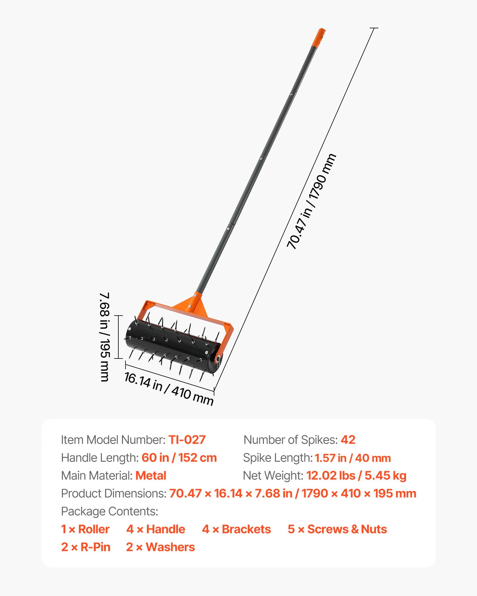 VEVOR aerator wheel and edge view for precise navigation along borders
