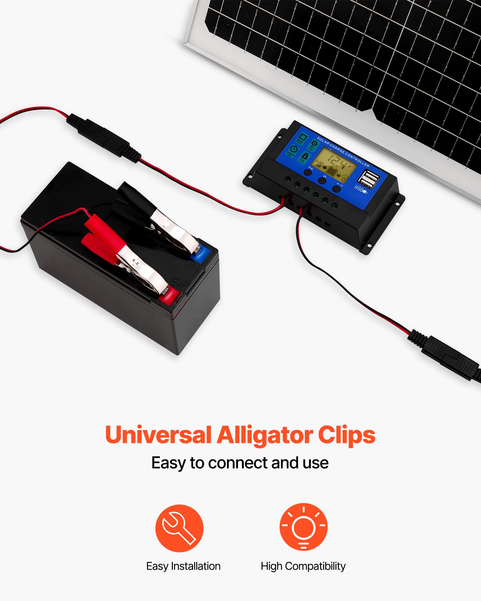 VEVOR long extension cable with alligator clips ready for easy plug-and-play connection