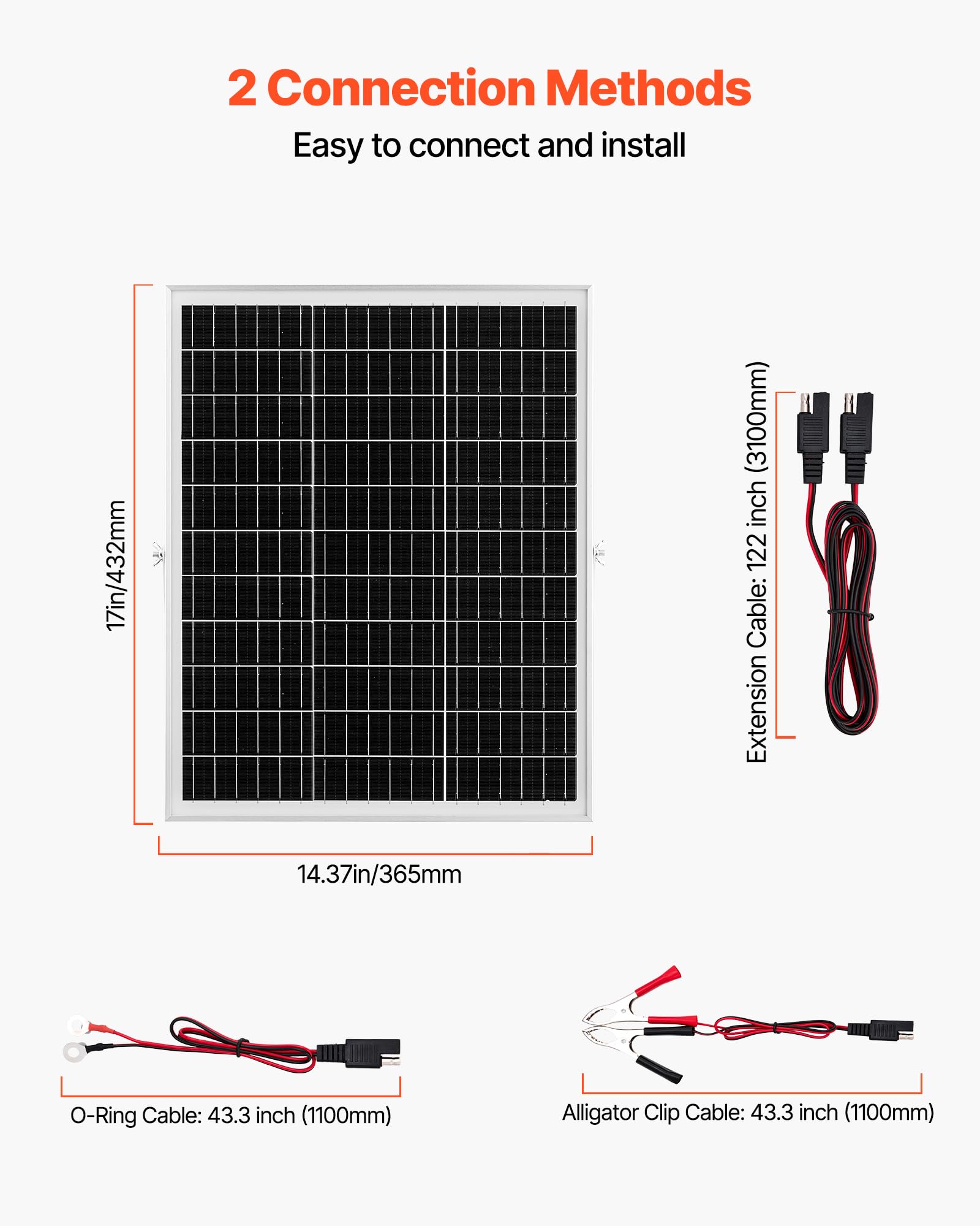 VEVOR alligator clips and O-ring cables laid out for quick battery connection