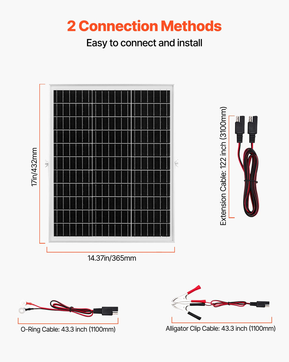 VEVOR alligator clips and O-ring cables laid out for quick battery connection