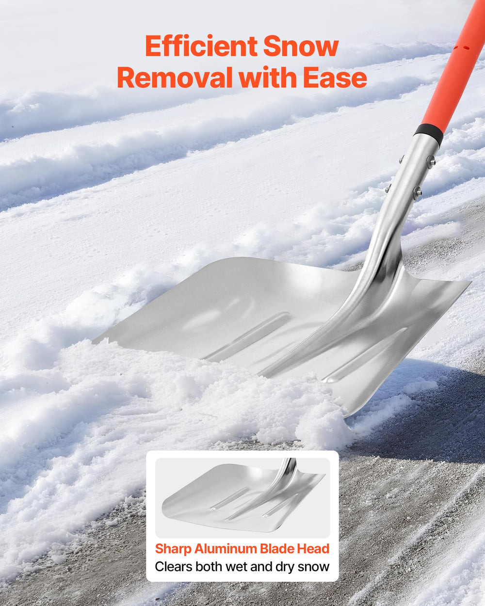 VEVOR close-up of aluminum blade highlighting durable alloy and efficient clearing