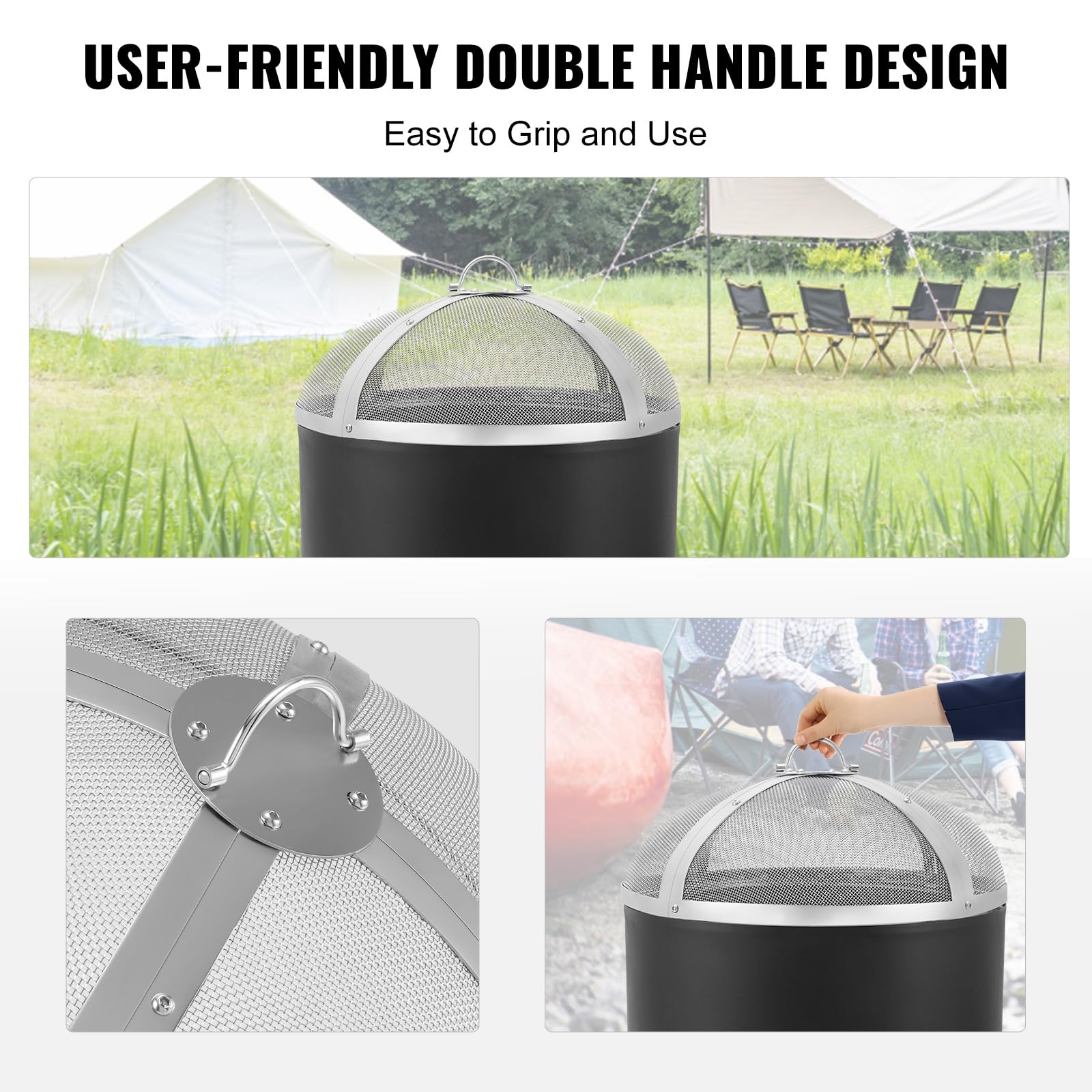 VEVOR assembled on fire pit with contained flames for safer outdoor use