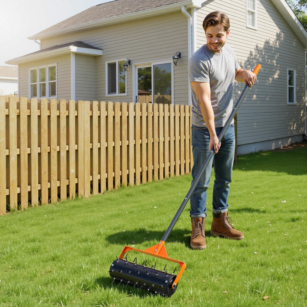 VEVOR assembled aerator side profile demonstrating compact, sturdy build