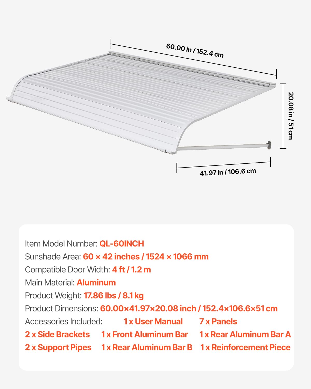 VEVOR awning drainage edge closeup highlighting efficient water channeling