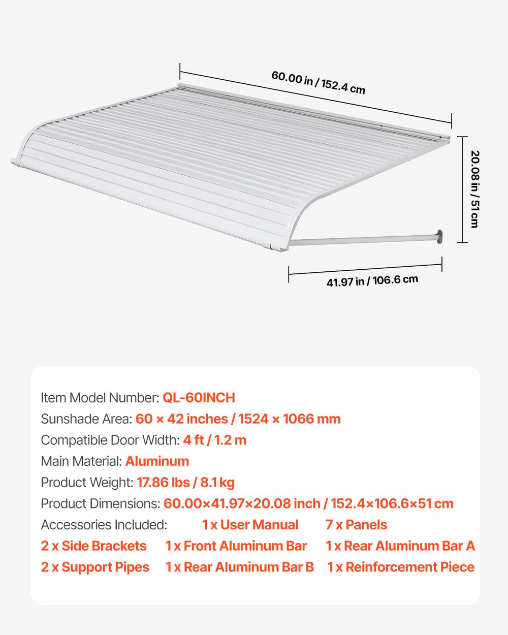 VEVOR awning drainage edge closeup highlighting efficient water channeling