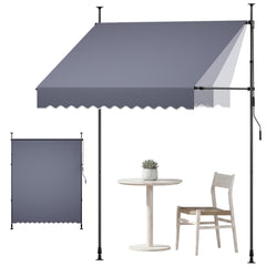 VEVOR front view showing full awning deployed and shaded area benefit