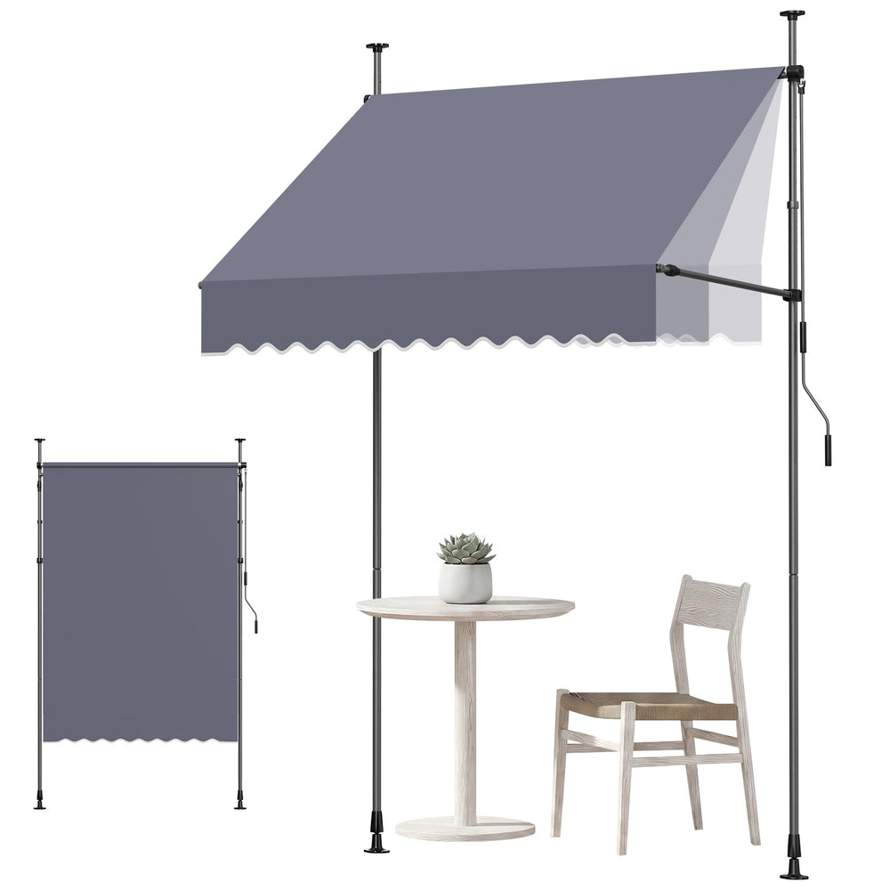 VEVOR awning front view showing full 59x59 canopy and shade coverage