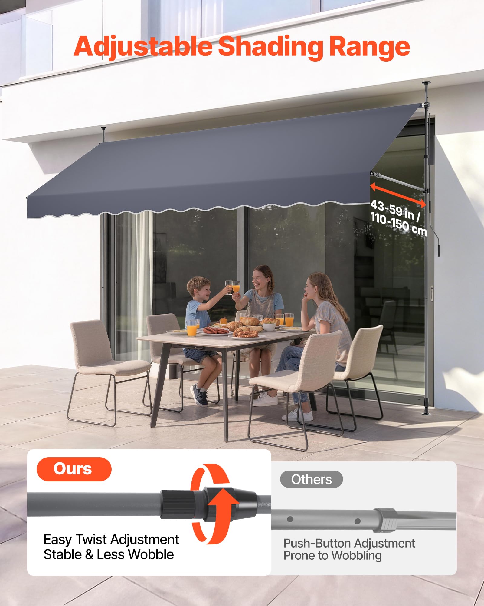 VEVOR adjustable feet and non-slip pads stabilizing on uneven floors