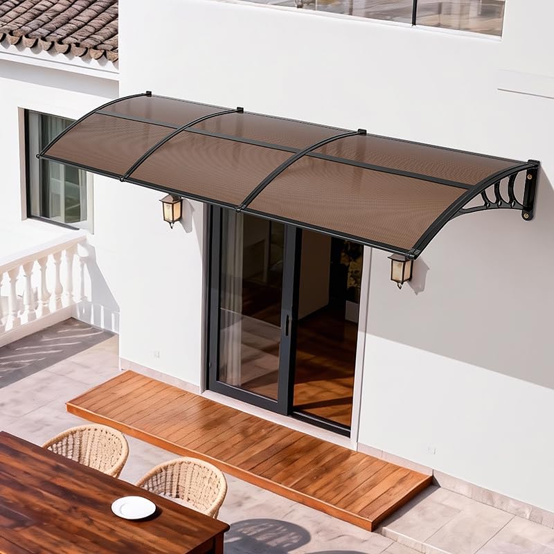 VEVOR awning over a café entrance adding shade and customer comfort