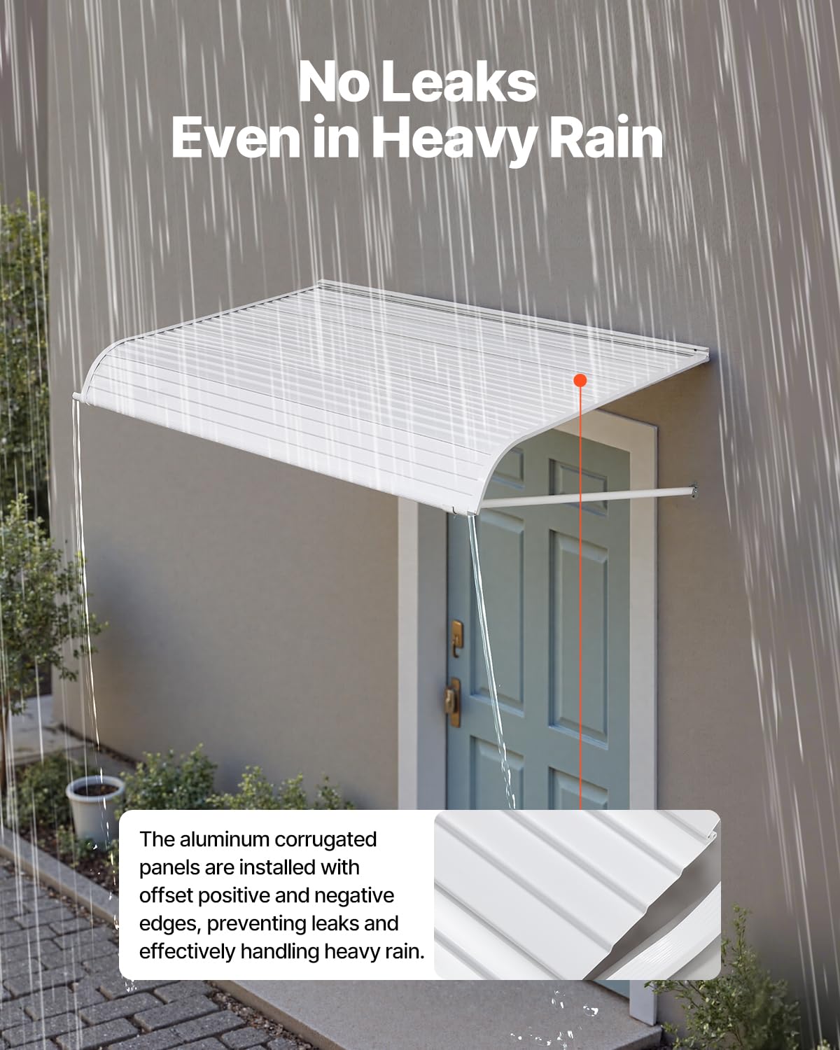 VEVOR awning support rod detail demonstrating sturdy frame and wind stability