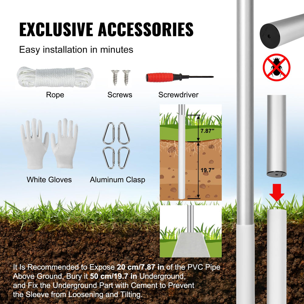 VEVOR ball top and aluminum clips with hardware ensuring simple setup