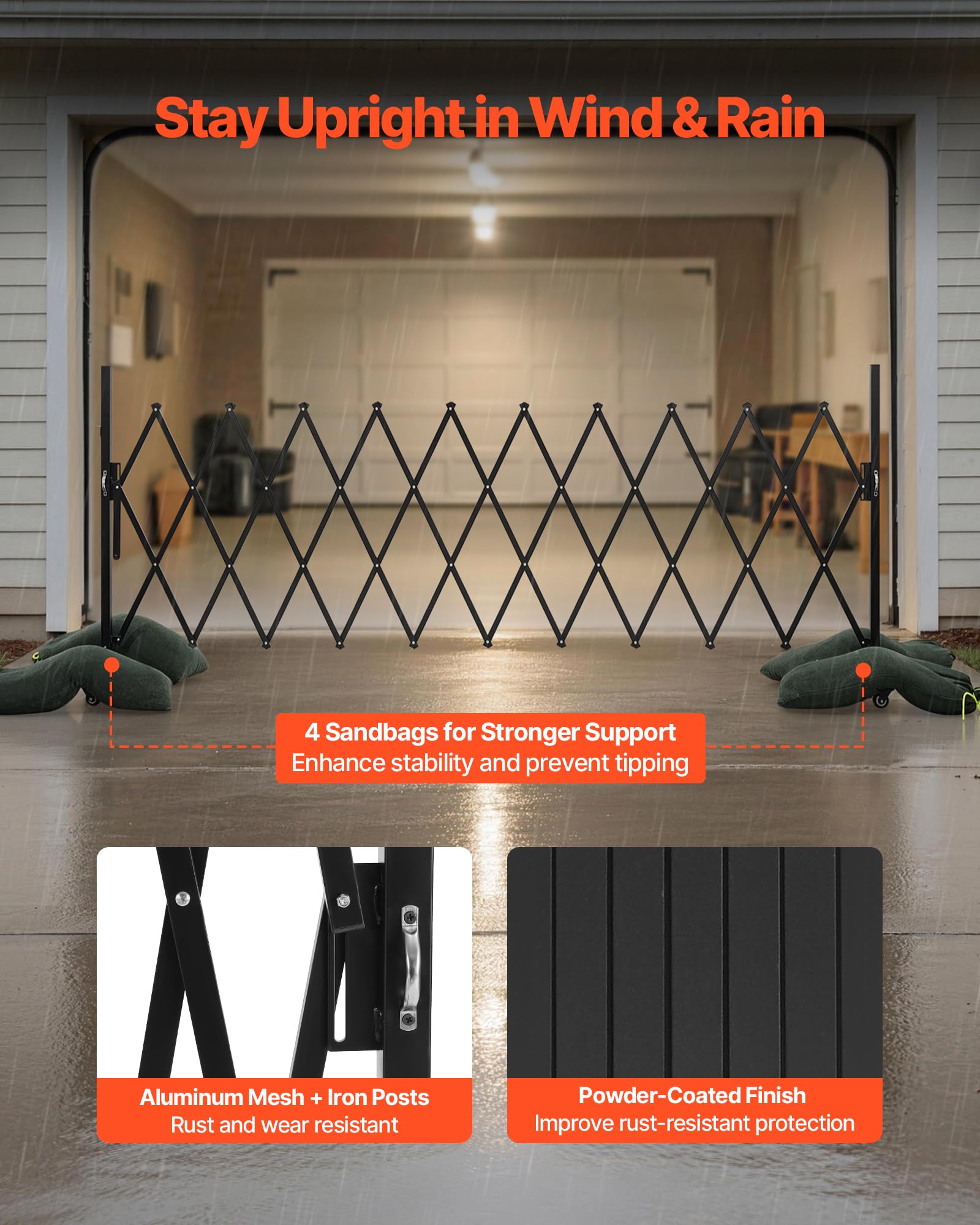 VEVOR folded barricade compact storage demonstrating space-saving benefit