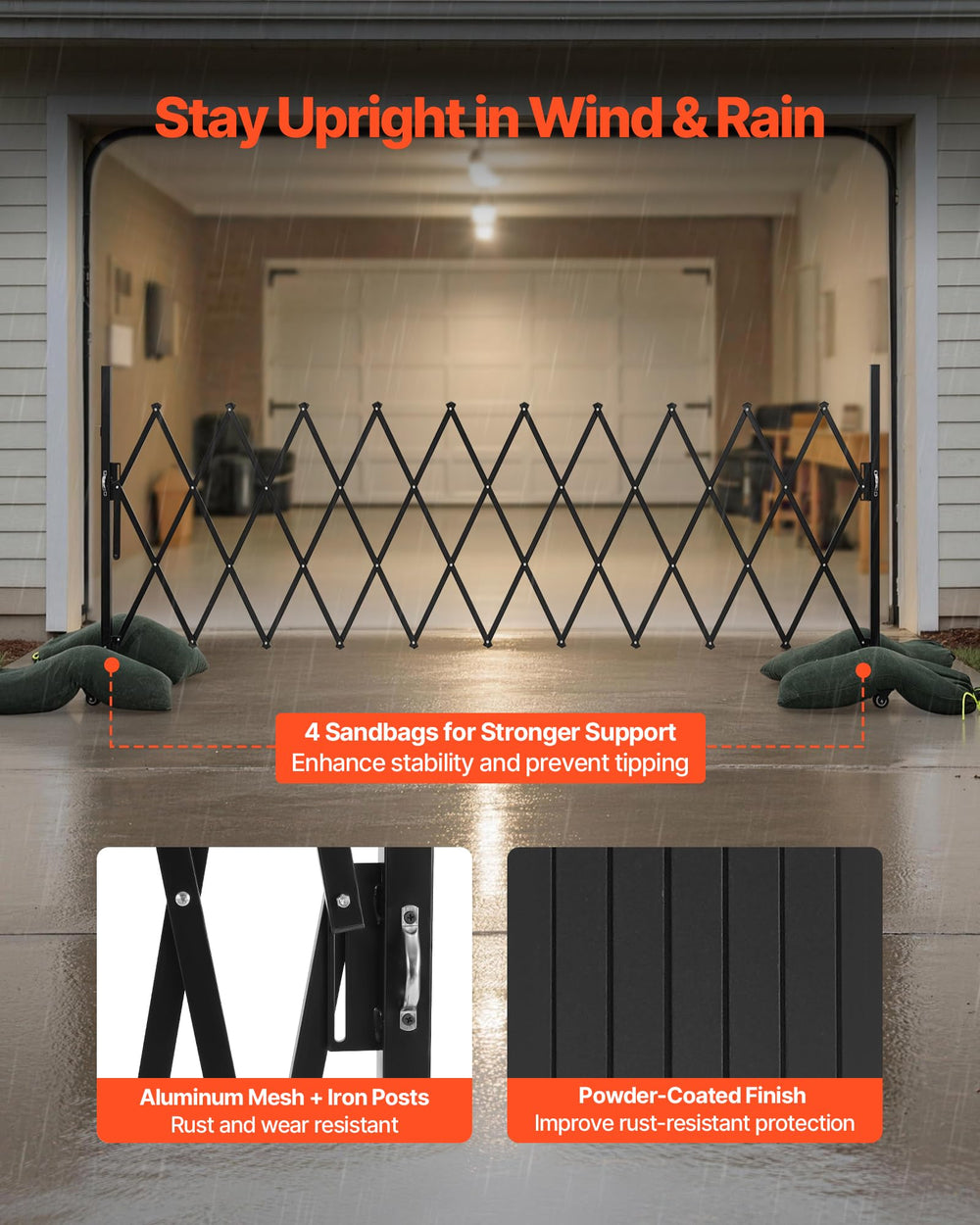 VEVOR folded barricade compact storage demonstrating space-saving benefit