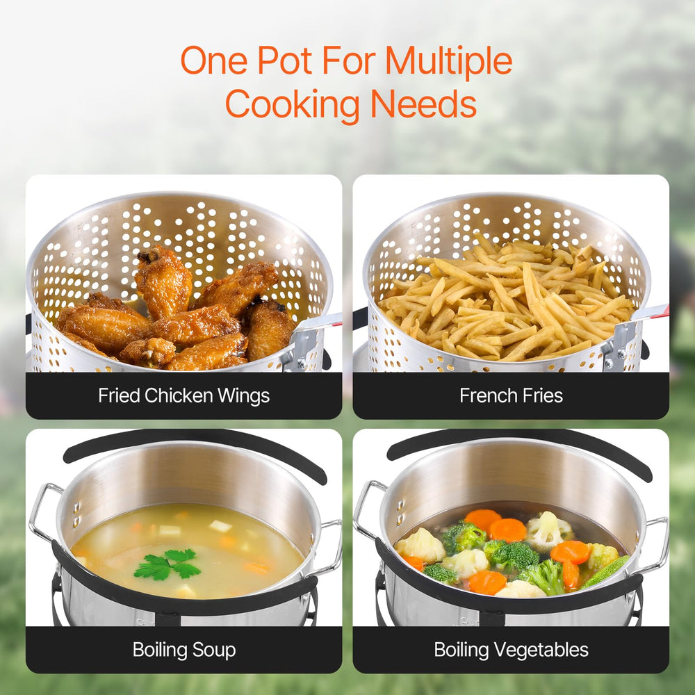 VEVOR fry basket detail with hooks for easy draining and handling