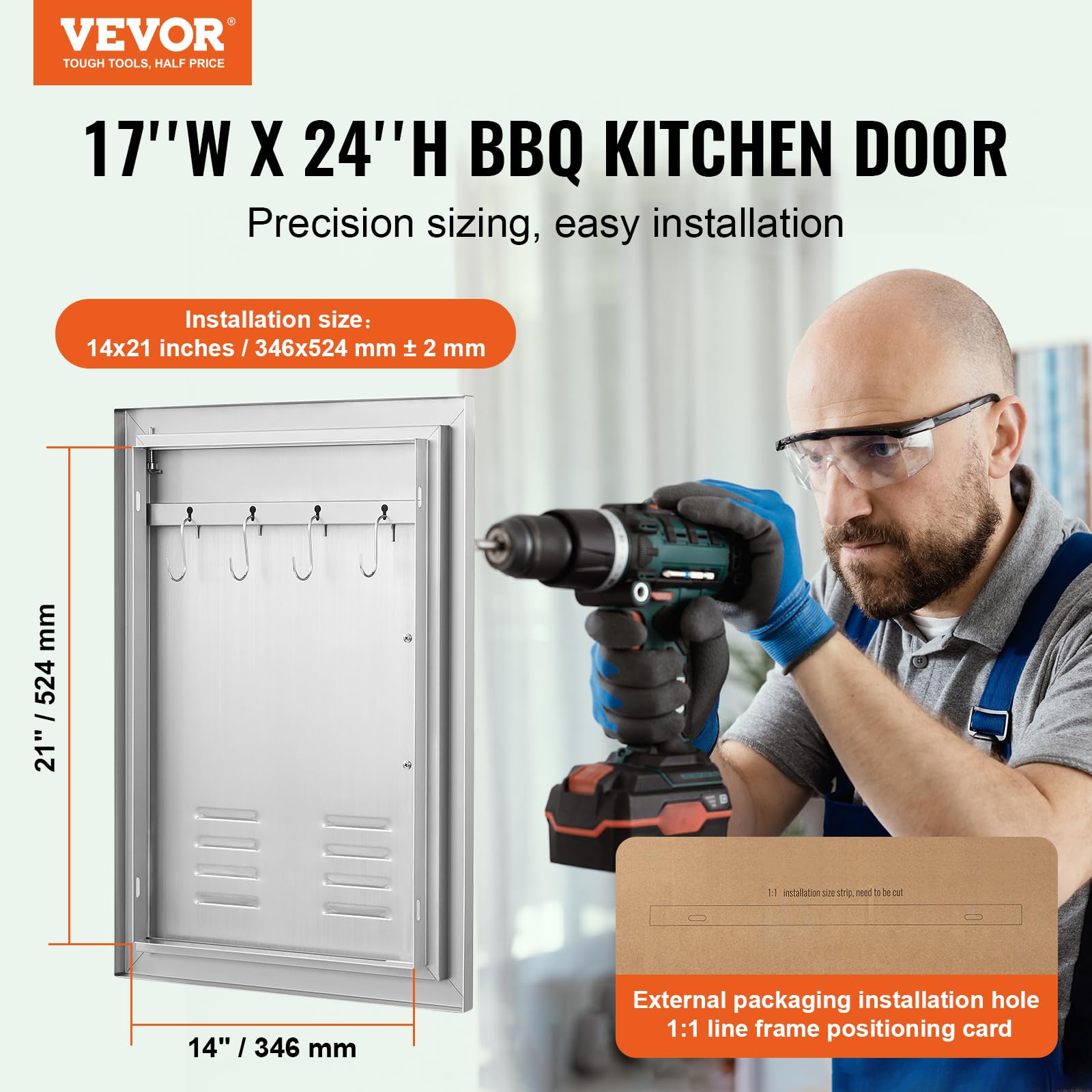 VEVOR close-up of zinc alloy handle offering ergonomic grip and easy opening
