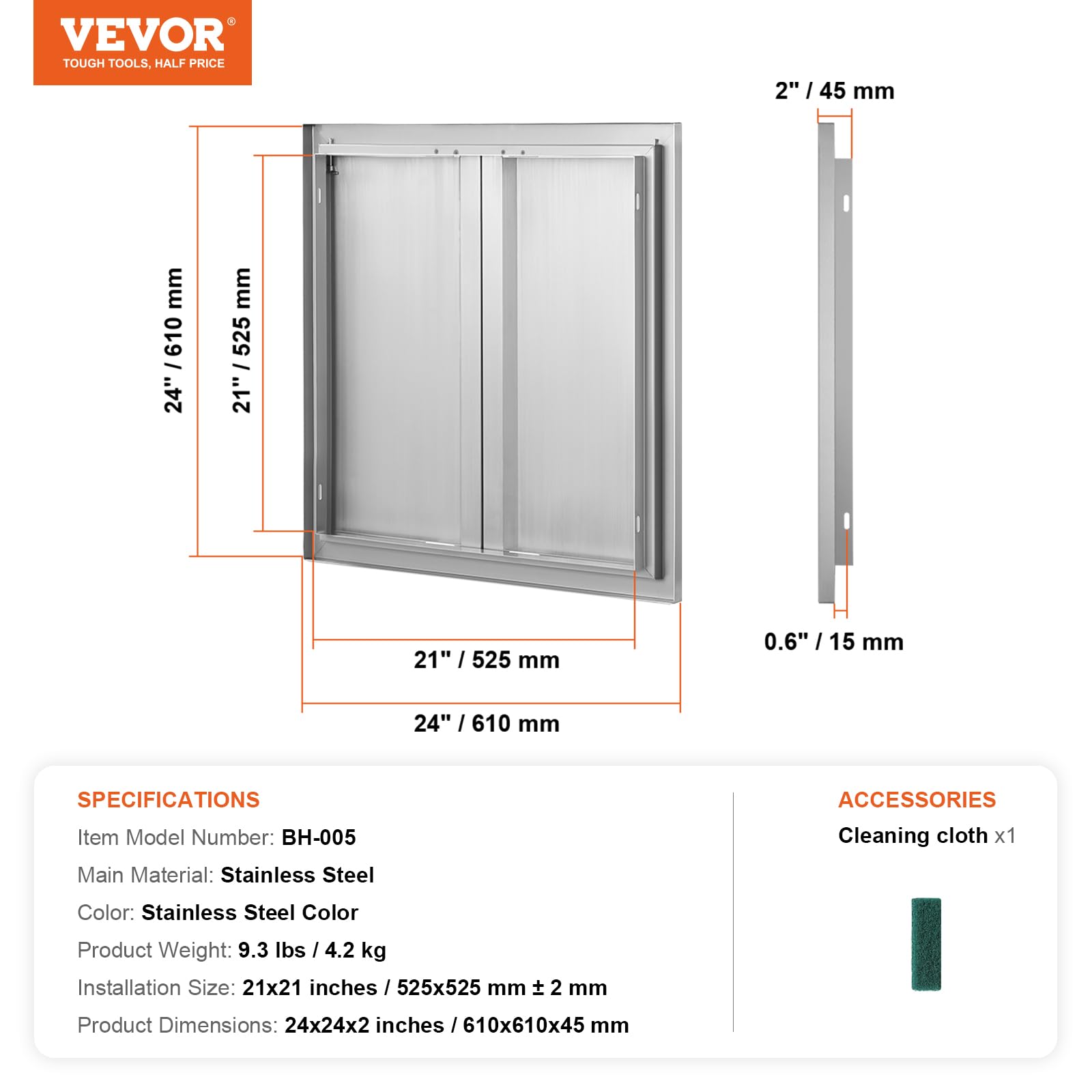 VEVOR packaging with 1:1 cutout template for precise installation guidance