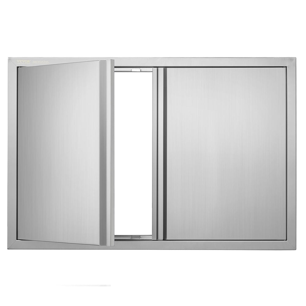 VEVOR front view of stainless steel double BBQ access door showing clean flush mount
