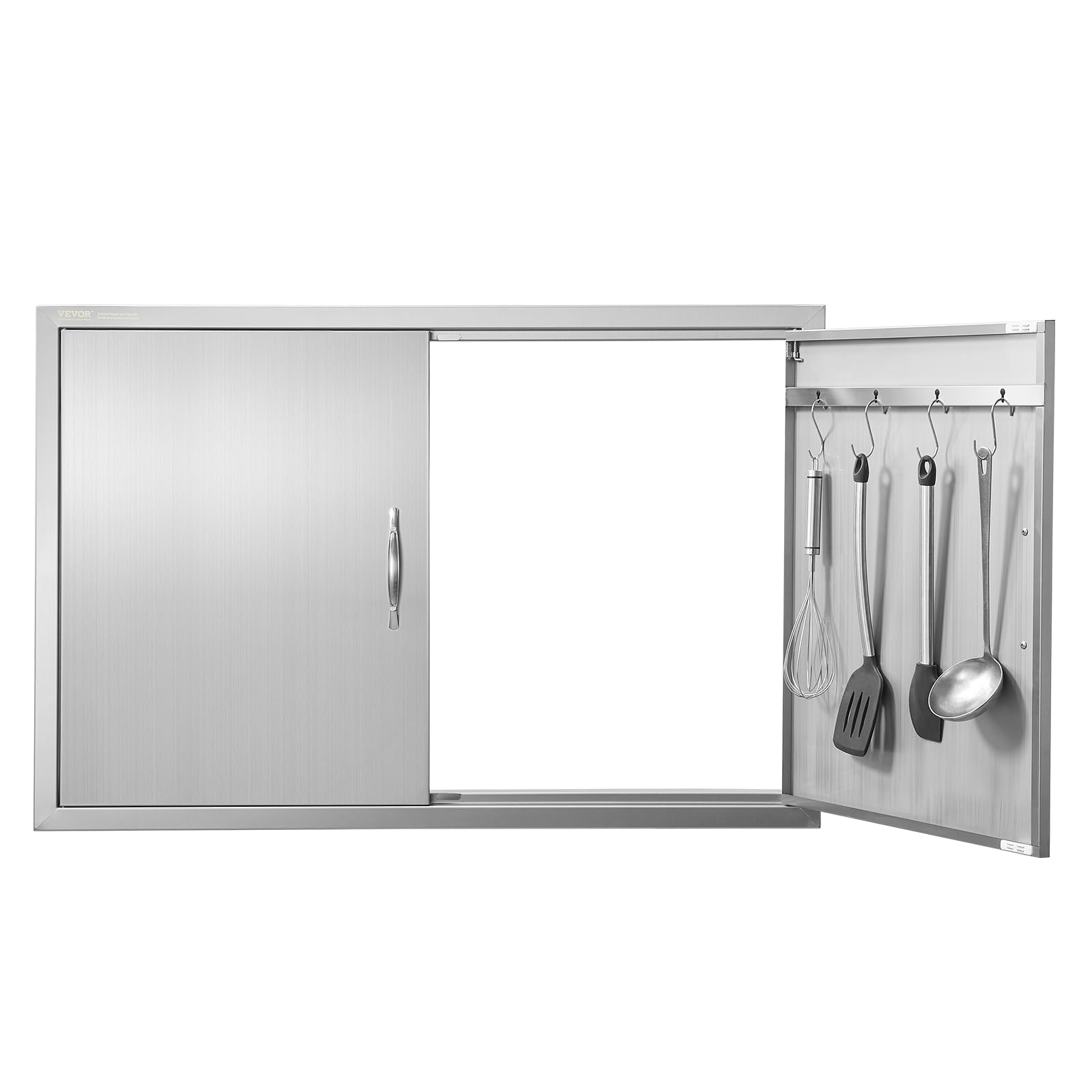 VEVOR front view showing stainless steel access door and clean flush finish benefit