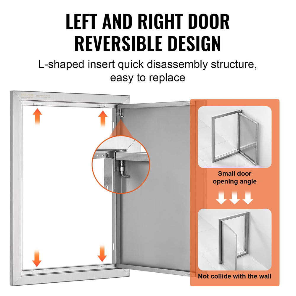 VEVOR hinge mechanism showing reversible left-right door conversion