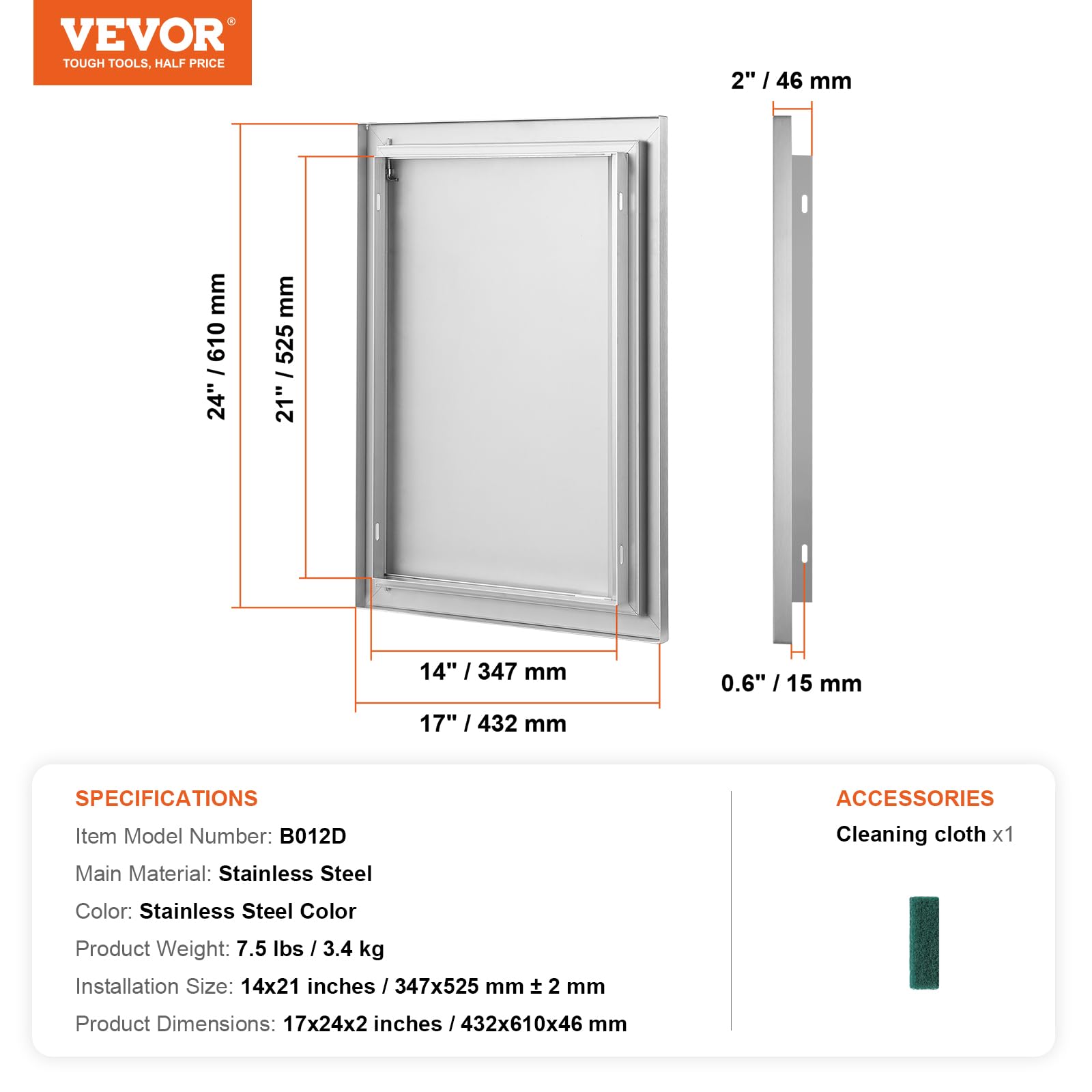 VEVOR access door installed on outdoor kitchen demonstrating finished look