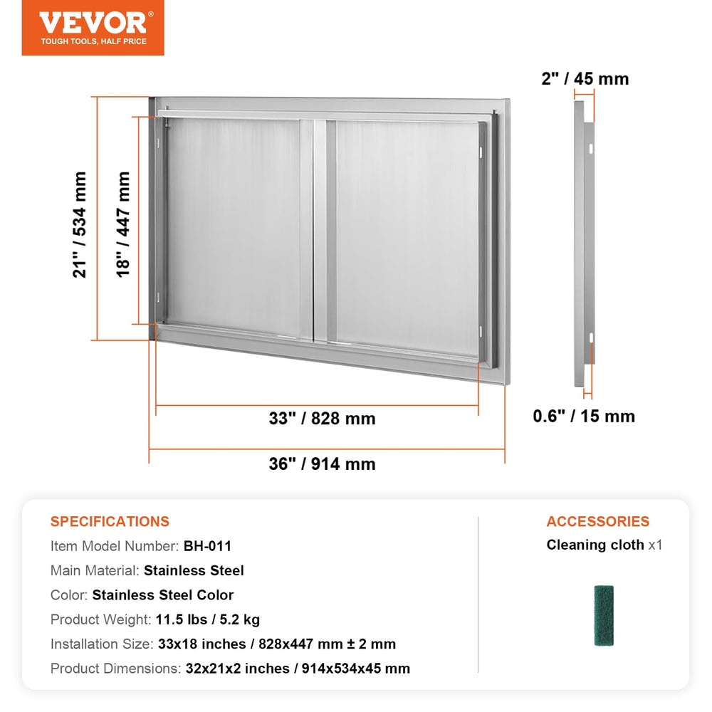 VEVOR access door installed on BBQ island showing neat integration