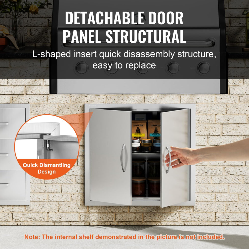 VEVOR open door revealing easy interior access to storage and utilities
