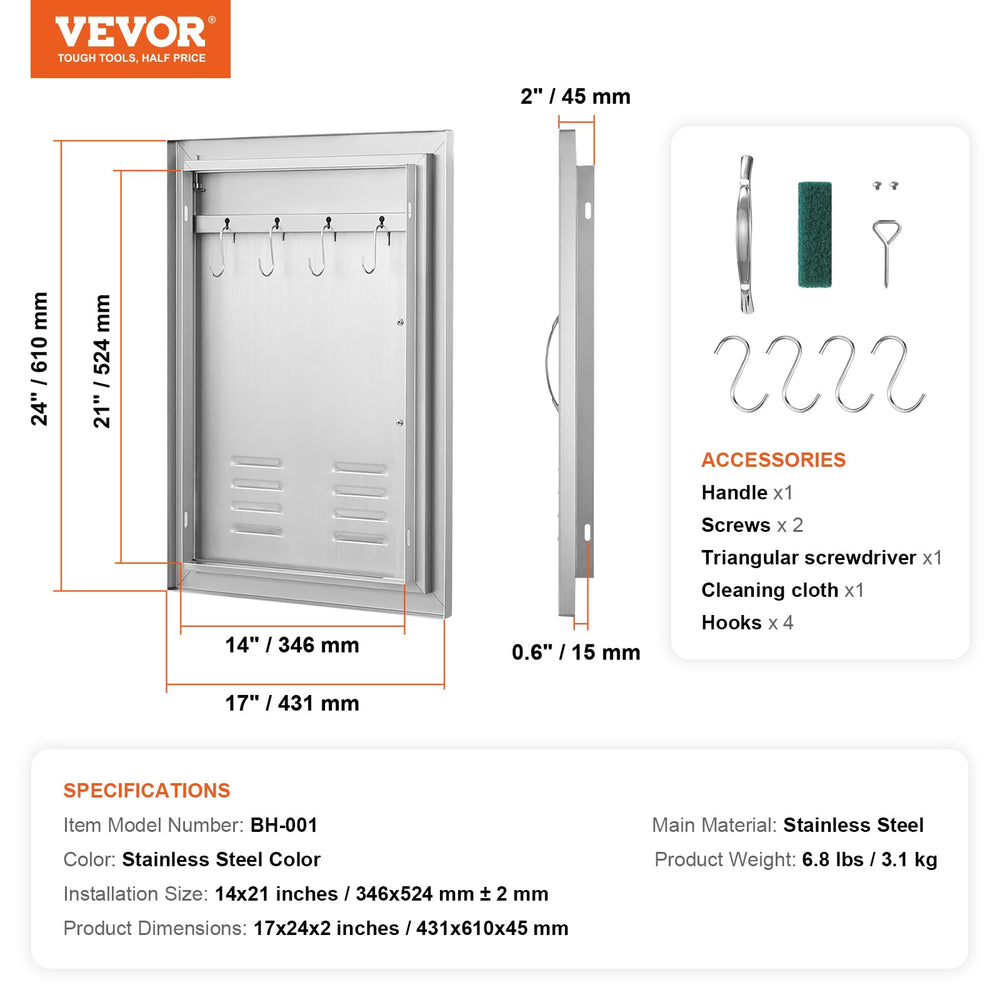 VEVOR door next to tape measure showing exact size for precise installation