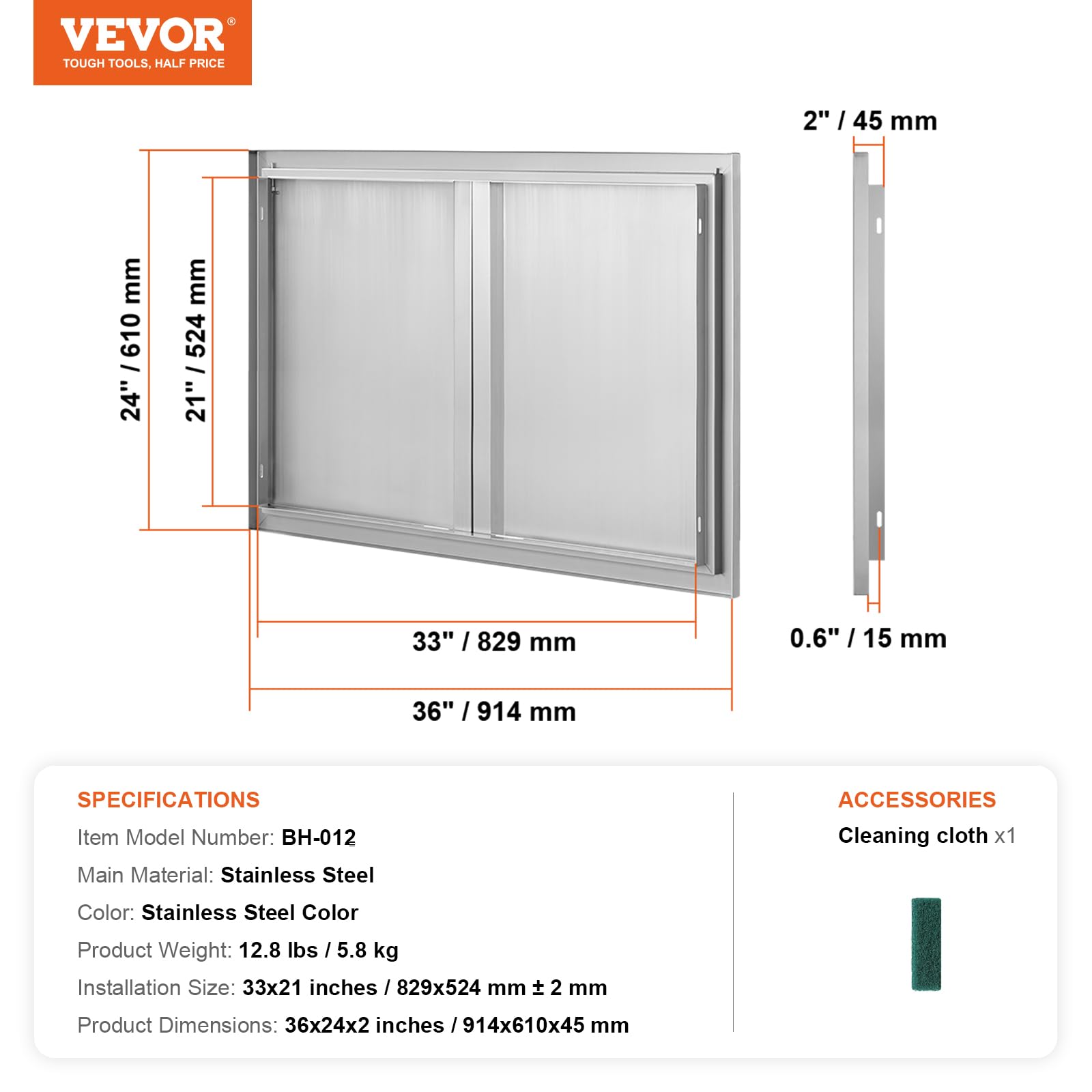 VEVOR magnetic closure detail securing doors tightly against wind and dust