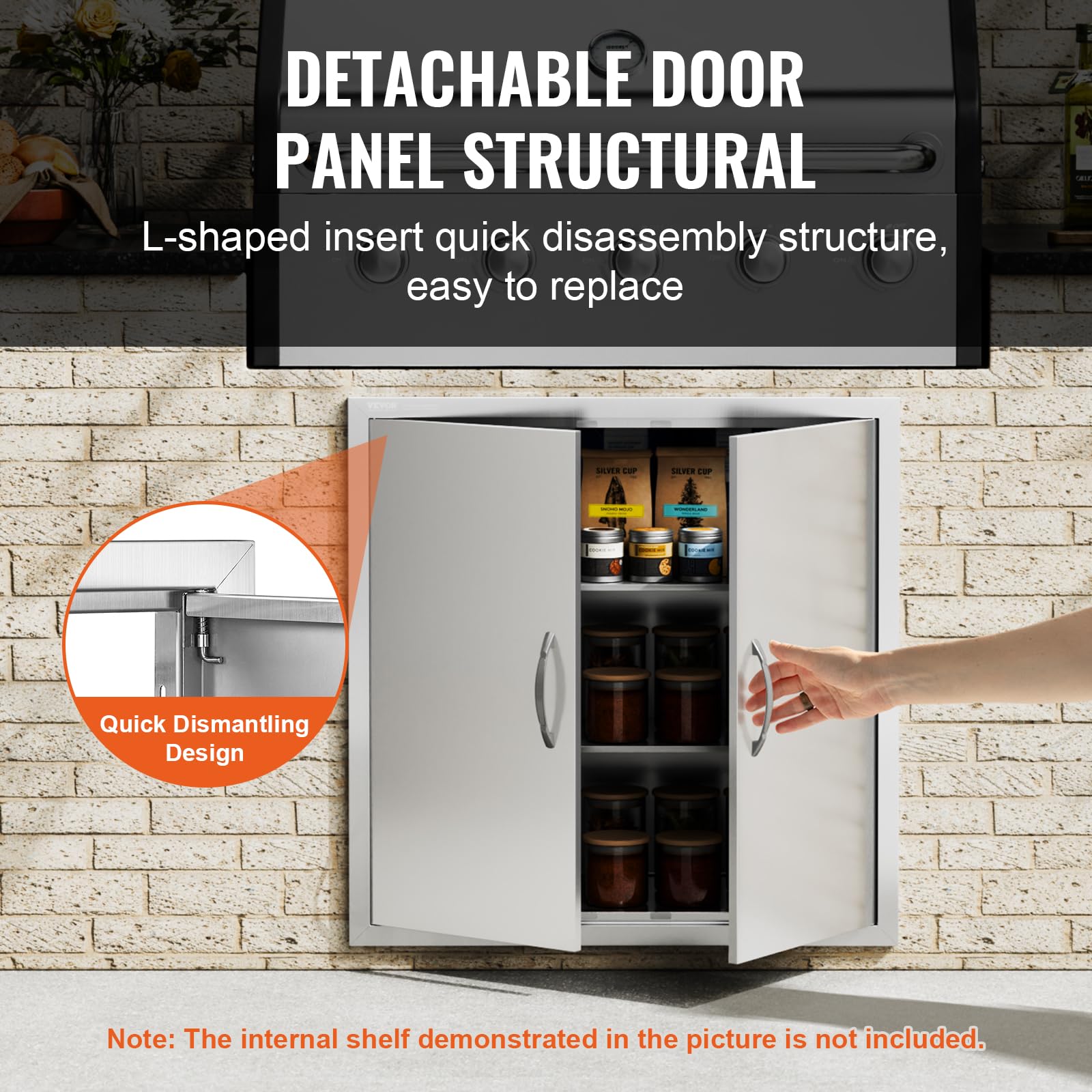 VEVOR detached panel detail highlighting removable hinge for quick maintenance