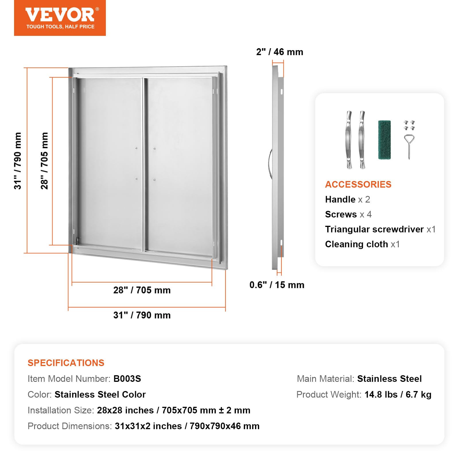 VEVOR printed installation template demonstrating accurate cutout and easy layout