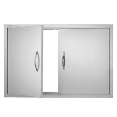 VEVOR front view of stainless double door showing flush mount and neat finish