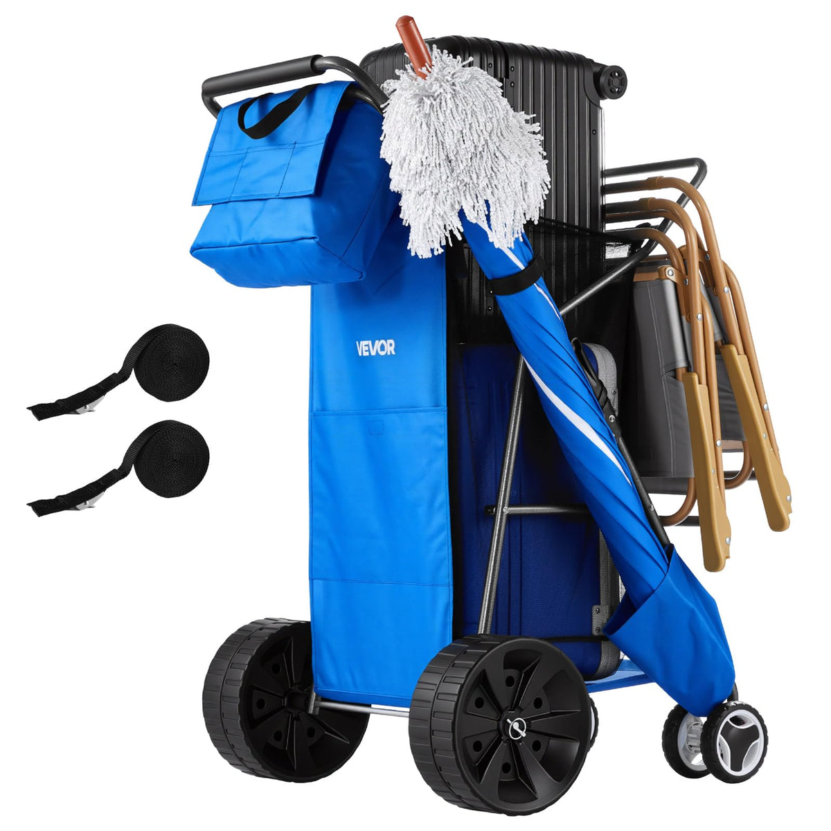 VEVOR beach cart front profile showing stable cargo transport benefit