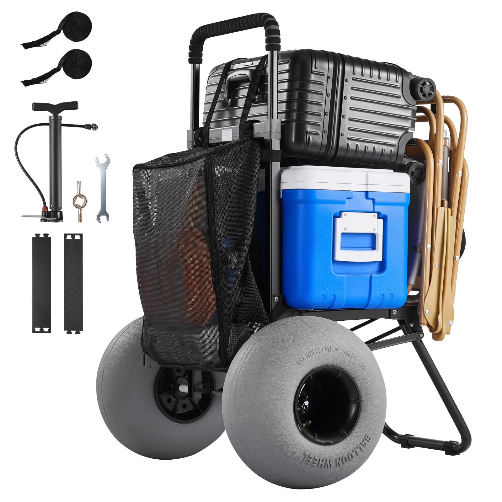 VEVOR front view showing full cart and platform for easy loading