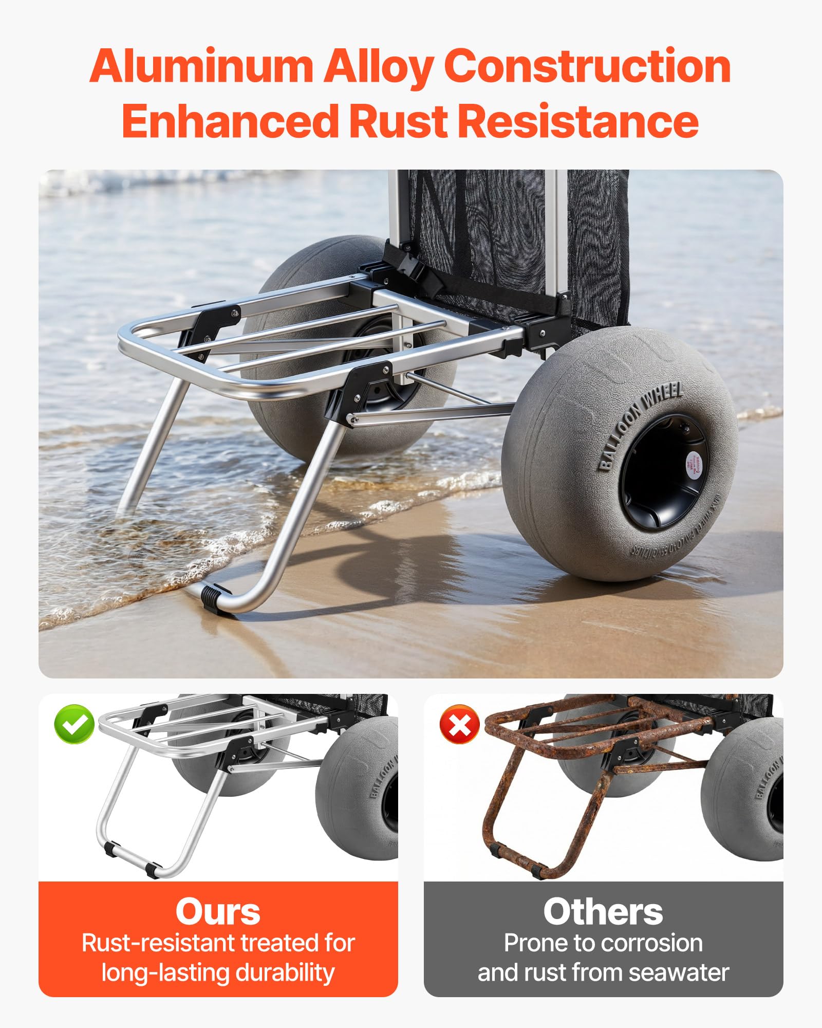 VEVOR beach dolly adjustable handle demonstration for ergonomic pulling