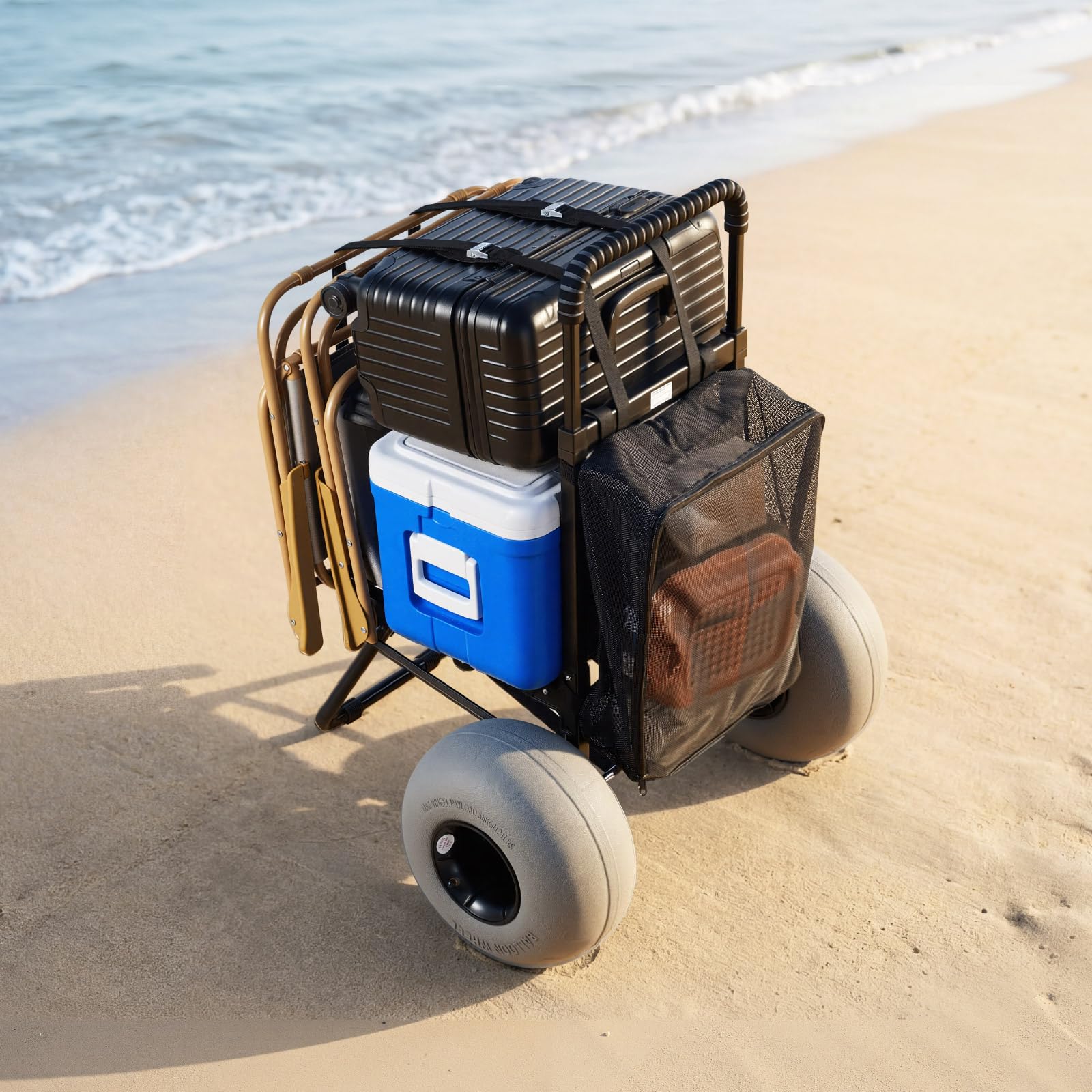VEVOR in a sunset picnic setting showing convenient beach transport