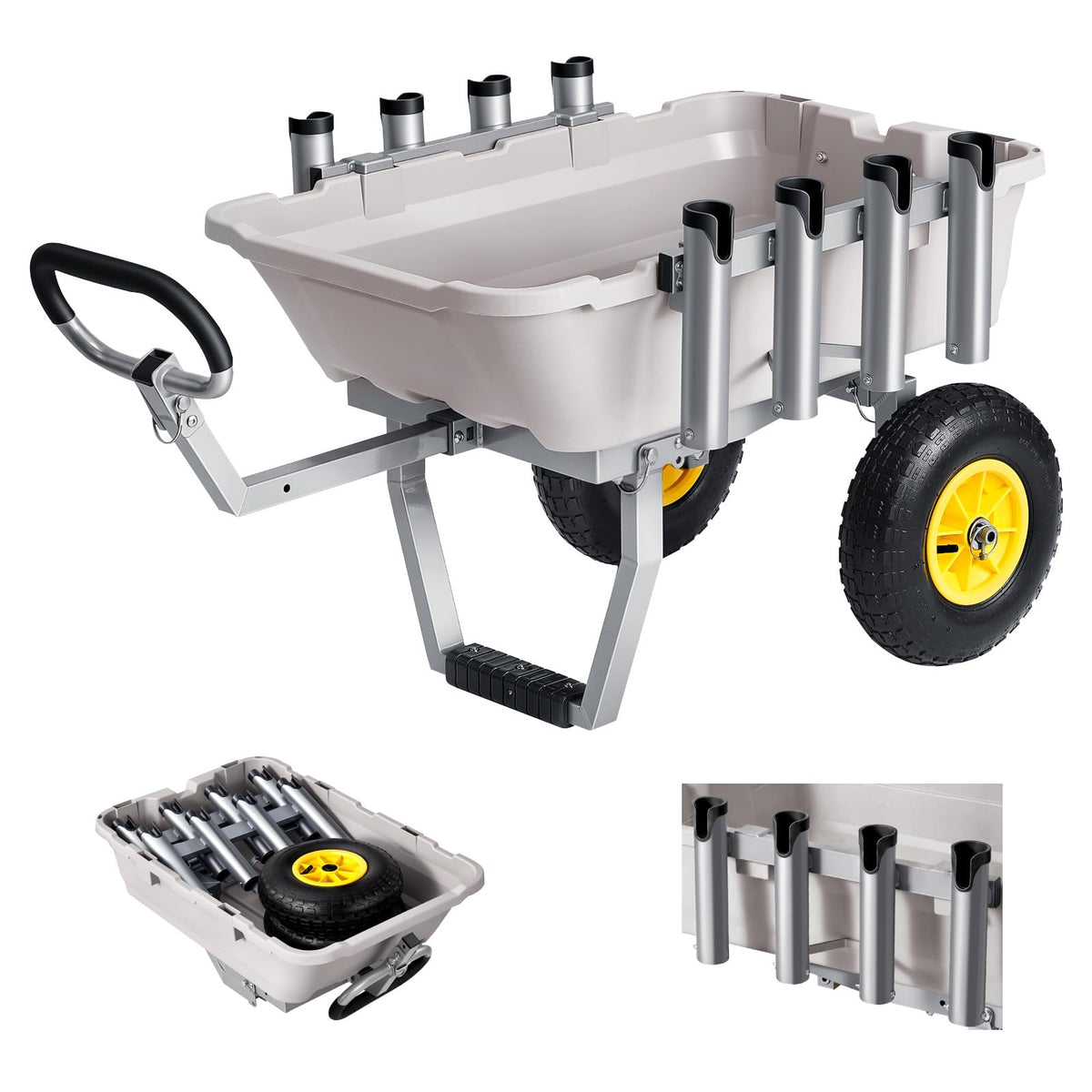 VEVOR cart front view showing frame and load capacity benefit