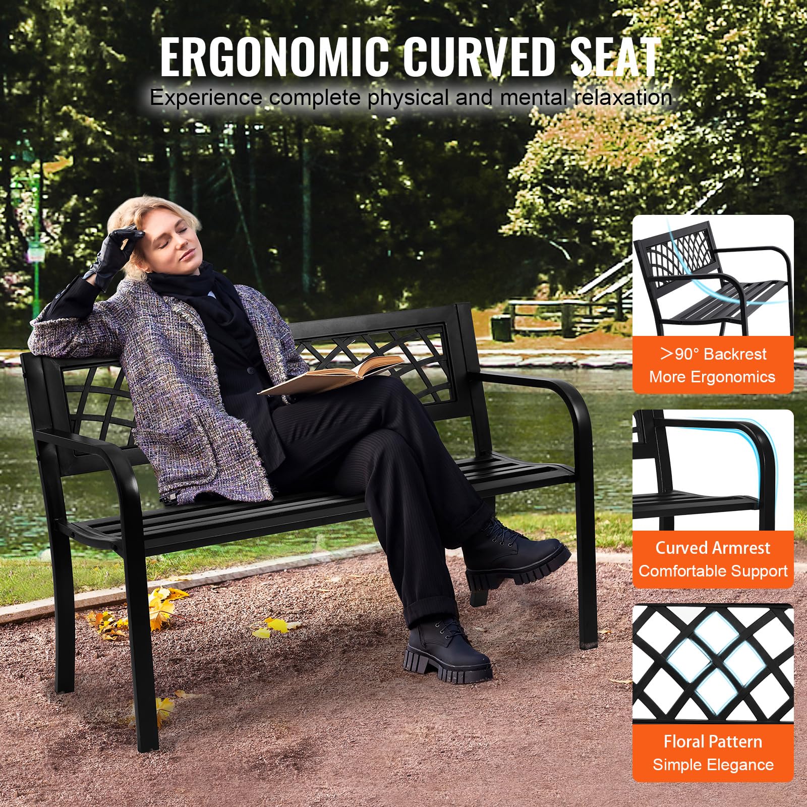 VEVOR bench armrest closeup highlighting comfort and smooth finish