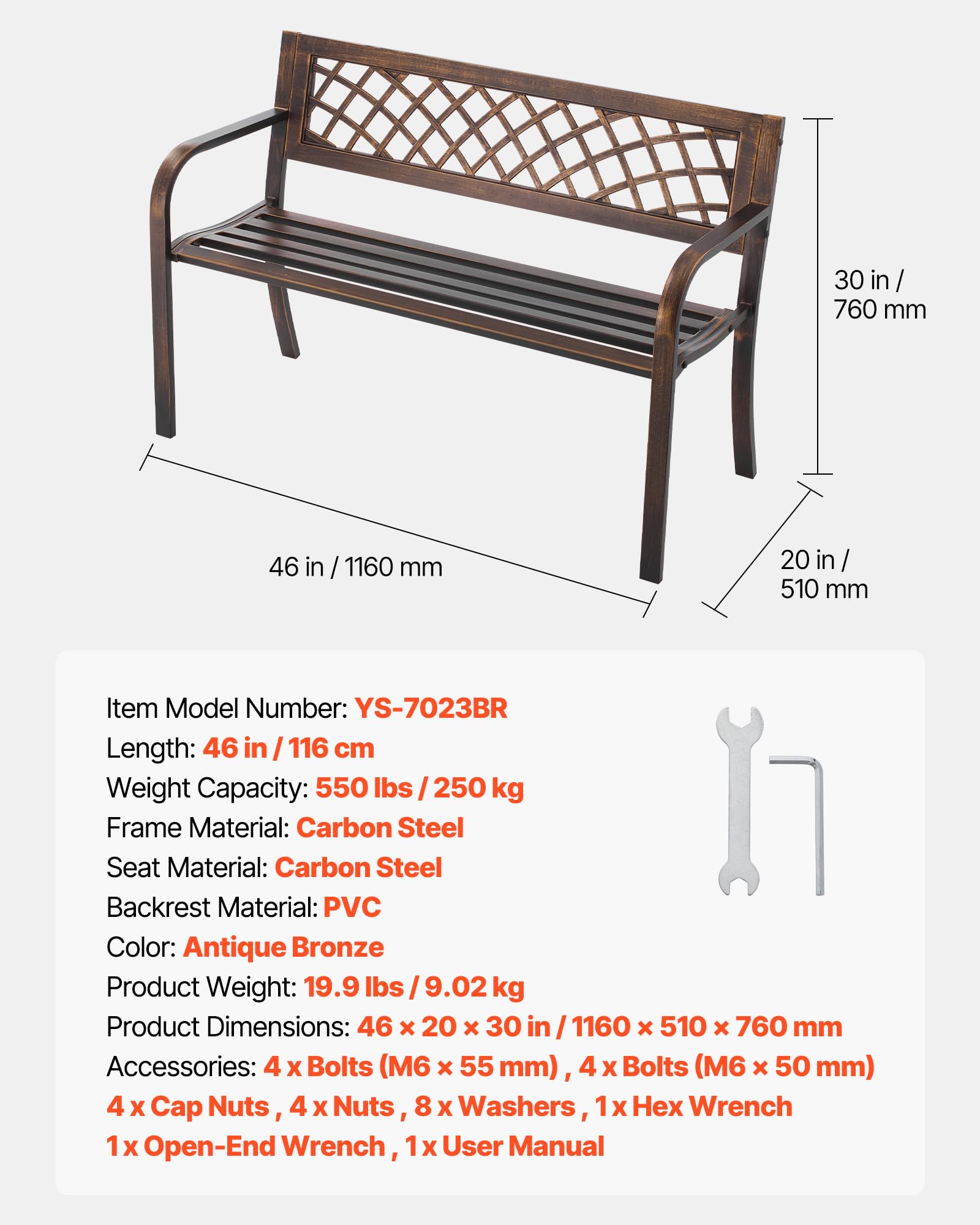 VEVOR bench in backyard setting creating inviting outdoor seating and decorative charm