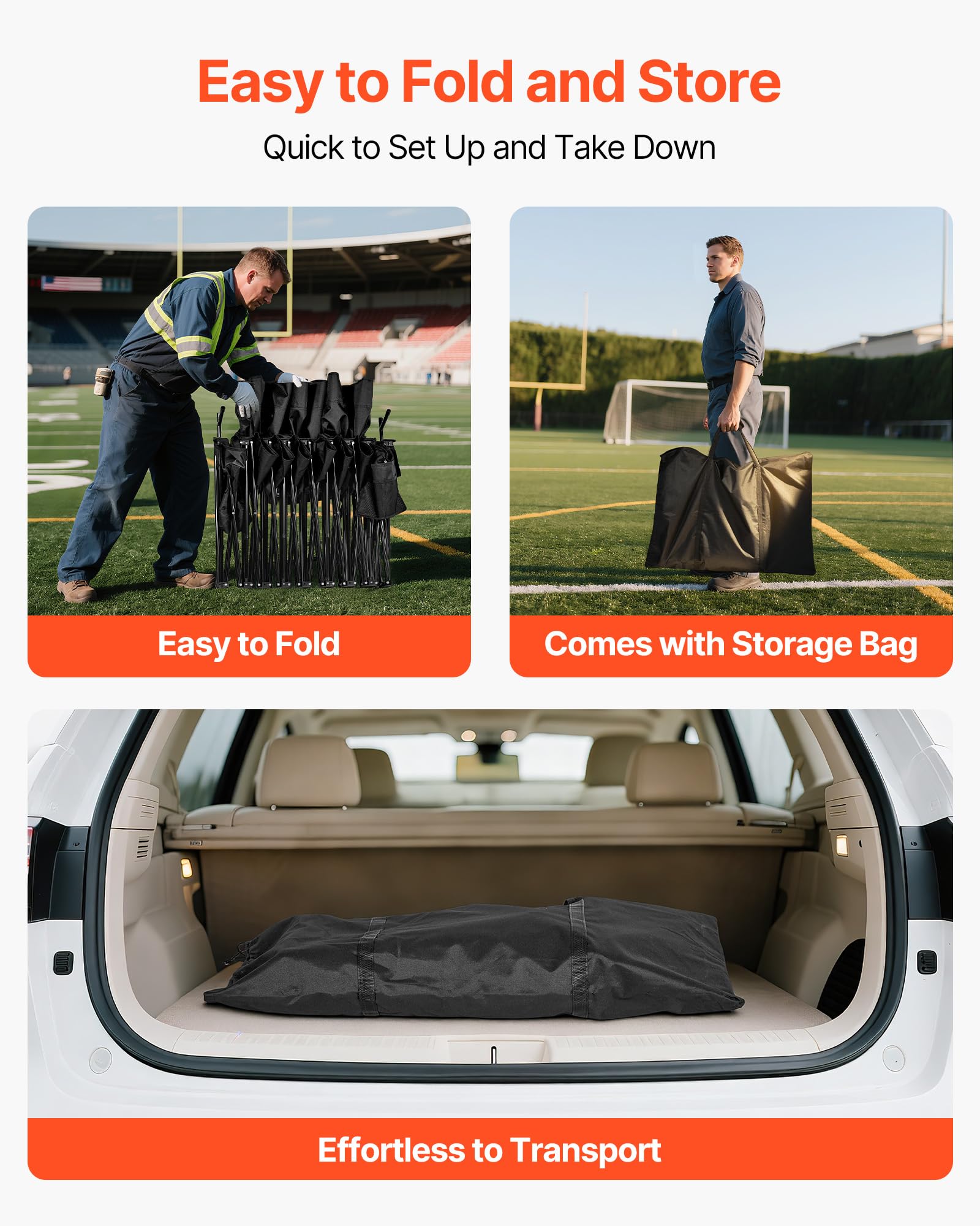 VEVOR cup holder and front pouches organizing drinks and small items quickly