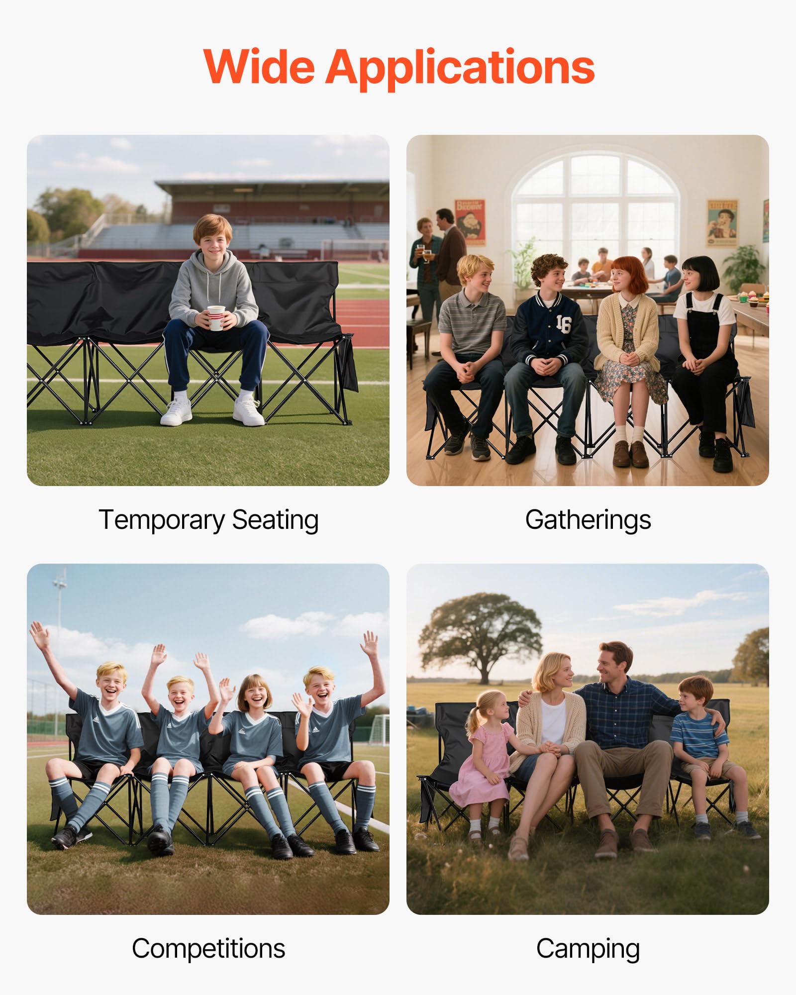 VEVOR bench in use on soccer sideline for team convenience benefit