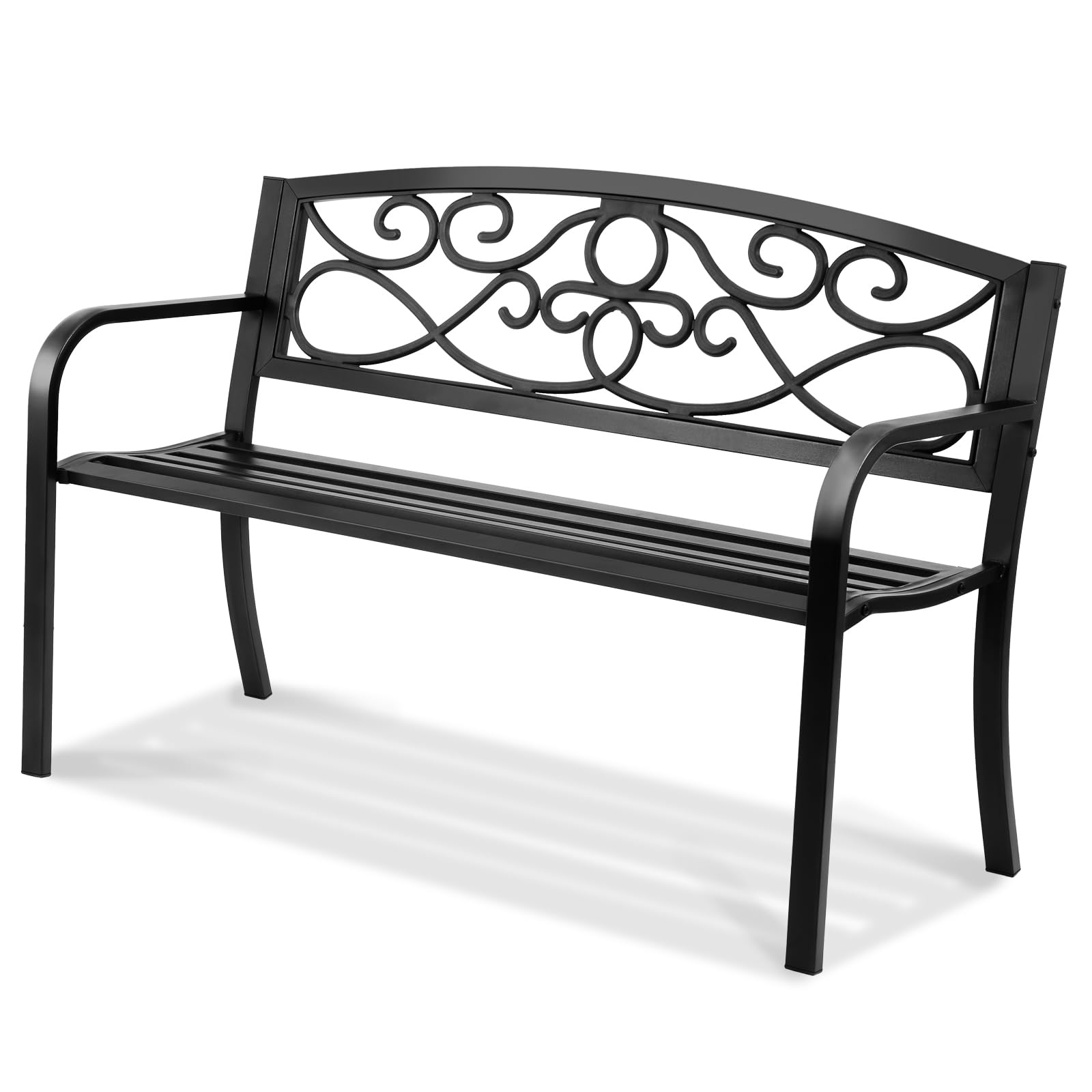 VEVOR bench on a patio depicting stylish outdoor seating arrangement