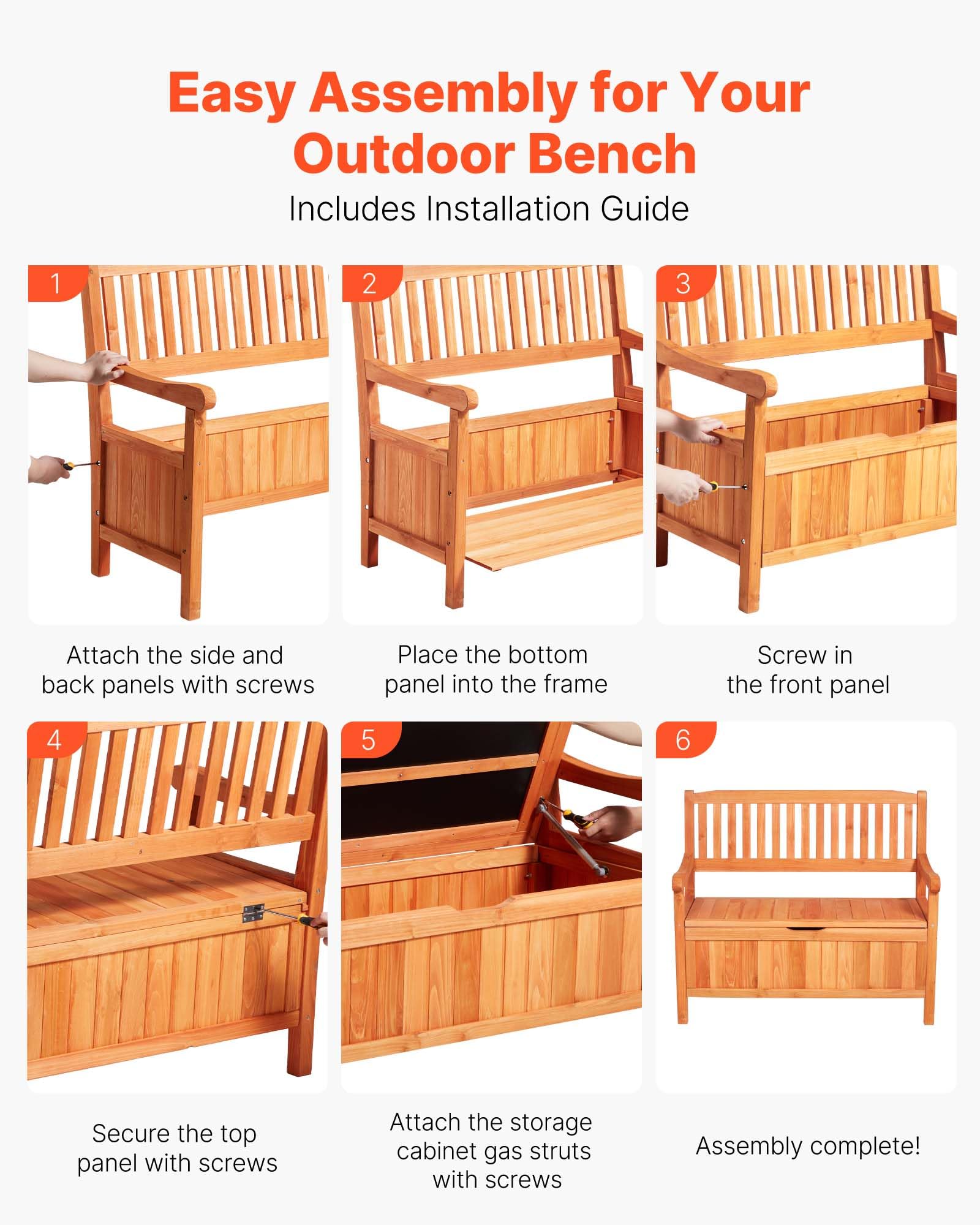 VEVOR bench with two people seated to show sturdy 705 lb support