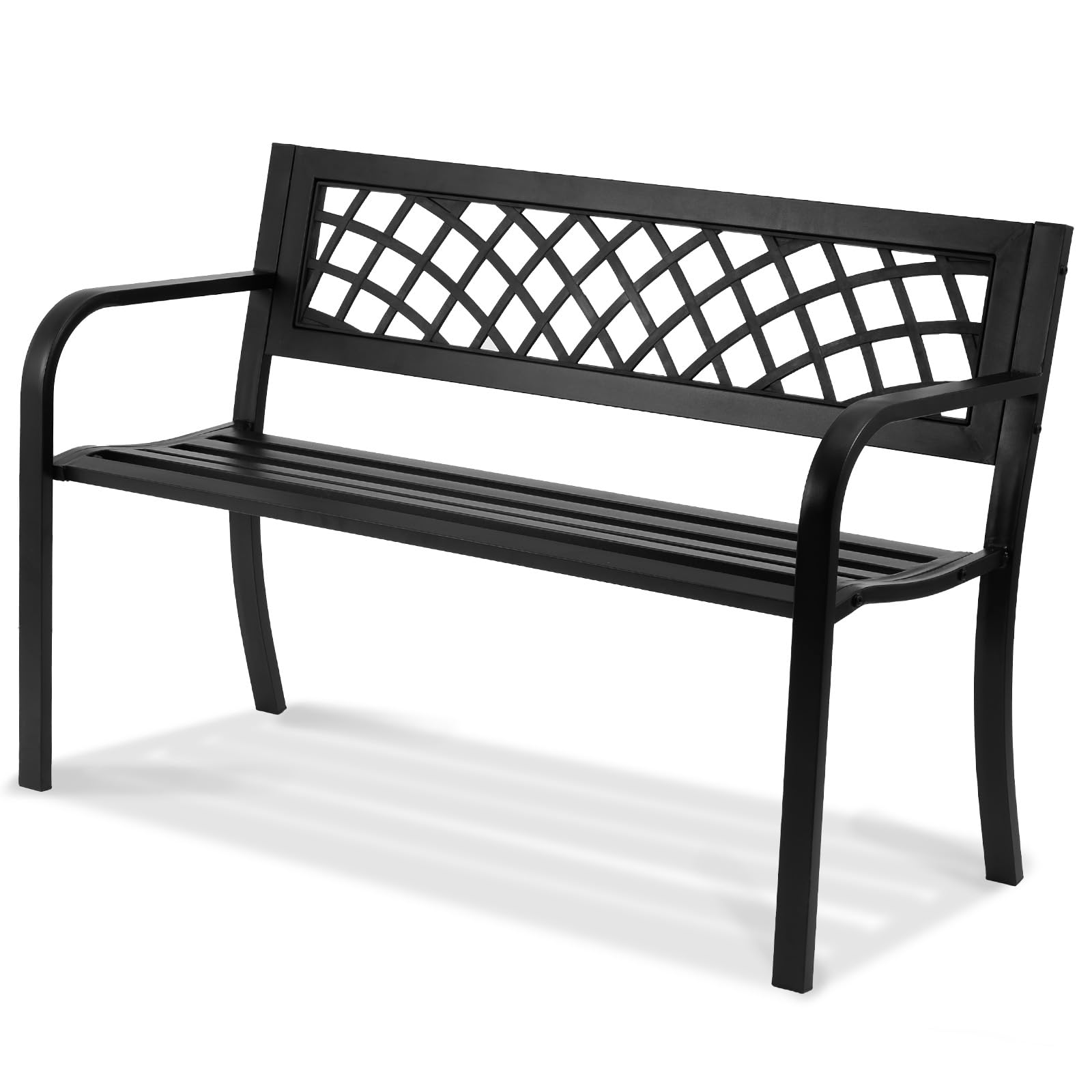 VEVOR bench lifestyle shot with three people showing seating capacity
